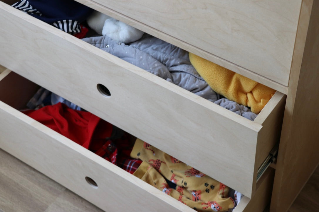 Birch Plywood Chest with drawers open