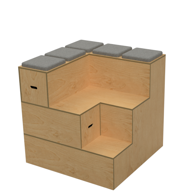 Tiered Office Seating Unit in Wood